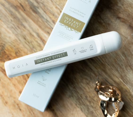 Superfirming Eye Serum 10ml dropper bottle labeled Superfirming Eye Serum with botanical hydrosols and dropper cap made in Estonia