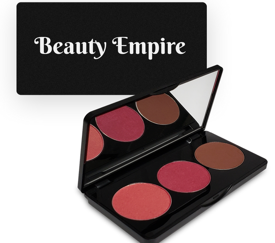 Burgundy Wine Blush Trio palette three burgundy powder pans with sculpting brush and 36.5mm wells