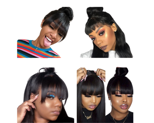 Straight Remy Wig With Bangs