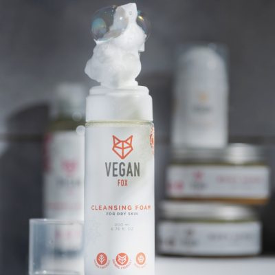 Vegan Fox Calendula cleansing foam 200 ml bottle labeled for oily and combination skin 99% natural vegan handmade Latvia