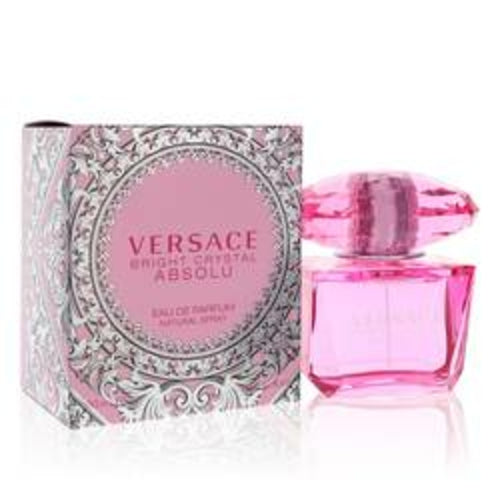 Versace Bright Crystal Absolu 3 oz EDP bottle clear glass pink faceted cap raspberry peony notes