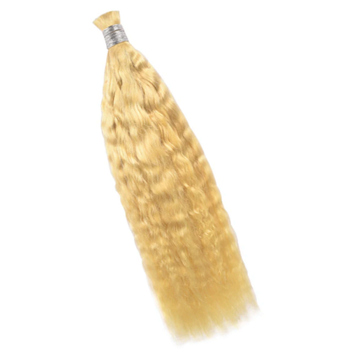 #613 Blonde wet and wavy braiding hair extensions 100% human hair 16-24in textured waves