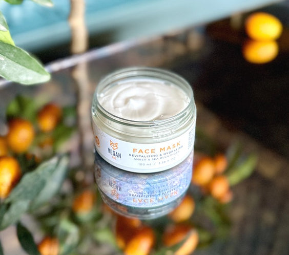 Revitalising & Hydrating Face Mask 100 ml tube with Vegan Fox label unscented recycled plastic tube aluminium cap