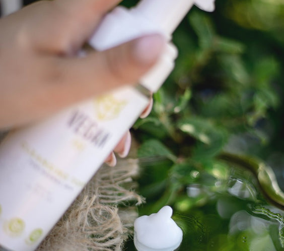 Cleansing Foam for Normal Skin 200 ml bottle labeled chamomile extract vegan cruelty-free handmade in Latvia