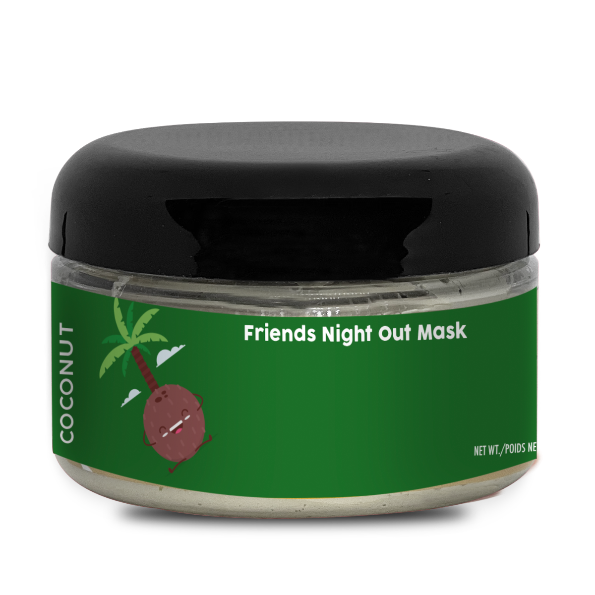 Kids Coconut Clay Mask 4oz jar with kaolin clay texture and coconut-scented label