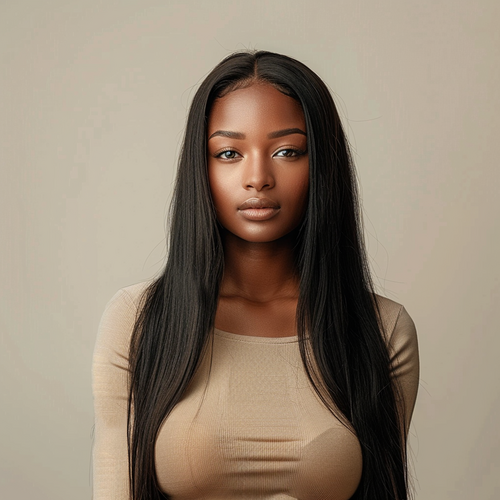 Full Lace Straight Wig 100% human hair Natural Black #1B HD transparent lace pre-plucked hairline baby hairs straight texture