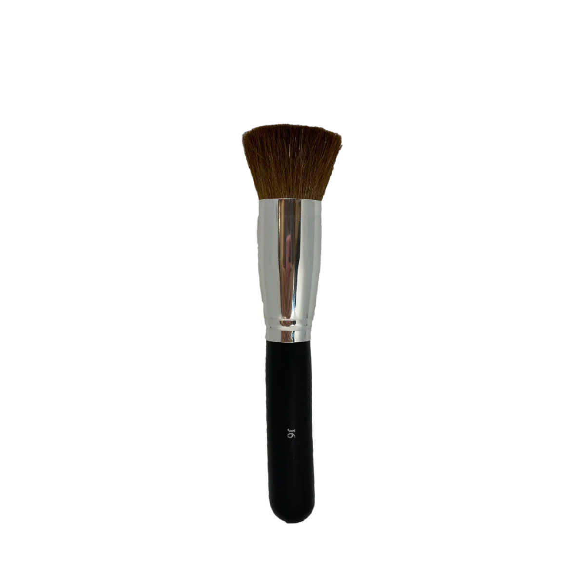 J6 Flat Bronzer Brush with flat synthetic bristles for precise blending and buildable sun-kissed warmth cruelty-free