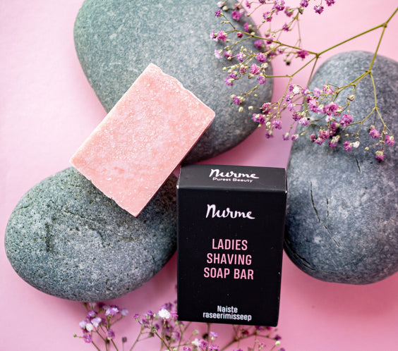 Ladies’ 100g rosewood shaving soap bar vegan solid with shea butter Himalayan salt eco packaging Made in Estonia