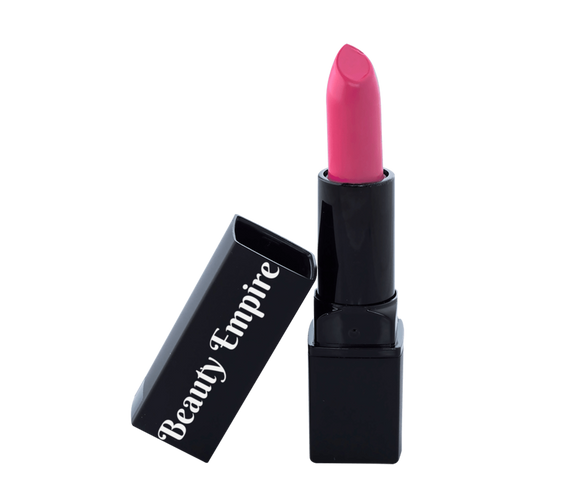 Shocking Pink liquid lipstick tube with doe-foot applicator matte to satin long-lasting formula with Vitamin E and plant oils