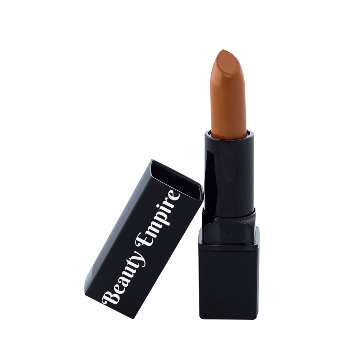 Satin Lipstick Antique 3g tube in warm antique brown #BB5D37 showing satin dewy finish and creamy texture