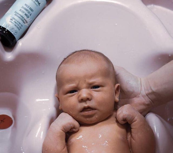 Mild Baby Shampoo & Body Wash 200ml bottle labeled fragrance-free organic vegan made in Estonia