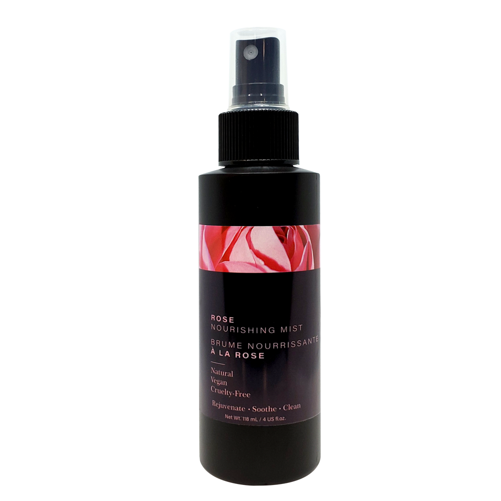Rose Nourishing Face Mist 4oz spray bottle with rose water label natural vegan cruelty-free Made in Canada